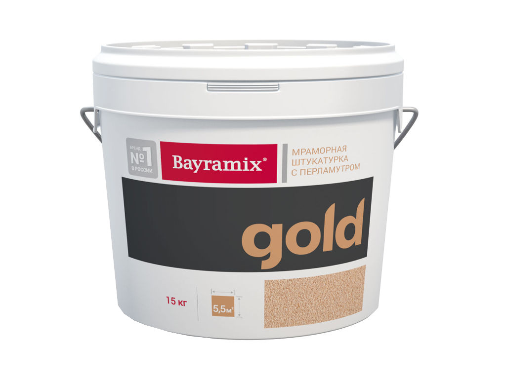Мраморная штукатурка с перламутровой крошкой Bayramix Mineral Gold. Ведро 15 килограмм