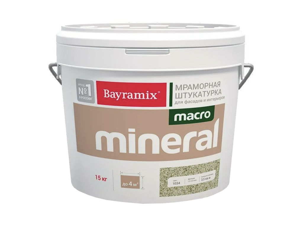 Мраморная штукатурка с крупной цветной крошкой Bayramix Macro Mineral. Ведро 15 килограмм