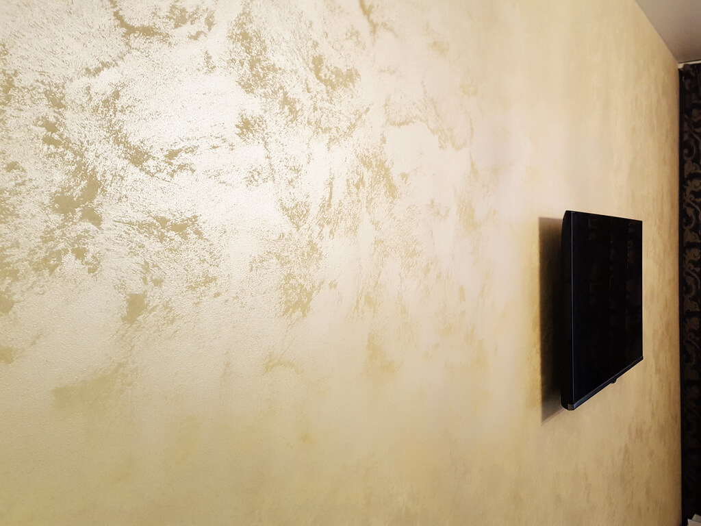 Перламутровая краска со стеклянными наносферами Goldshell Кристаллин Нано. Эффект песчаного вихря на стене. Цвет ACS 104 (20 мл)