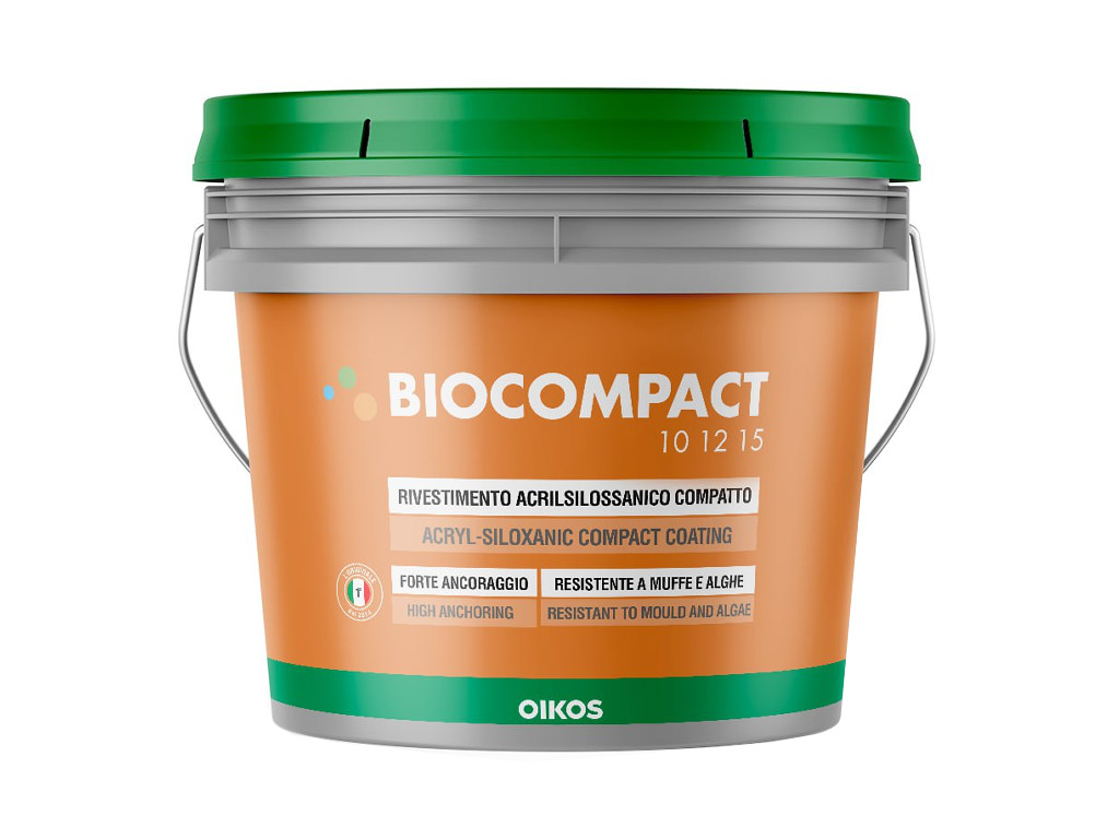 Эластичная фактурная штукатурка Oikos Biocompact Elastic 12. Ведро 14 килограмм