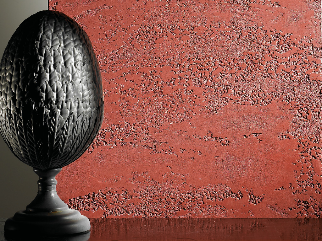 Фактурная штукатурка Oikos Travertino Romano Design. Имитация травертина на стене. Цвет Red Фактурная штукатурка Oikos Travertino Romano Design. Имитация травертина на стене. Цвет Red