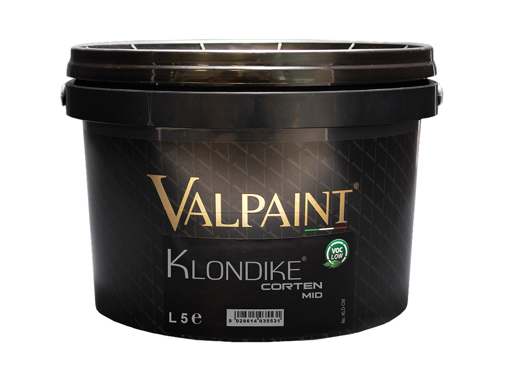 Краска с эффектом тёмной ржавчины Valpaint Klondike Corten Mid. Ведро 5 литров